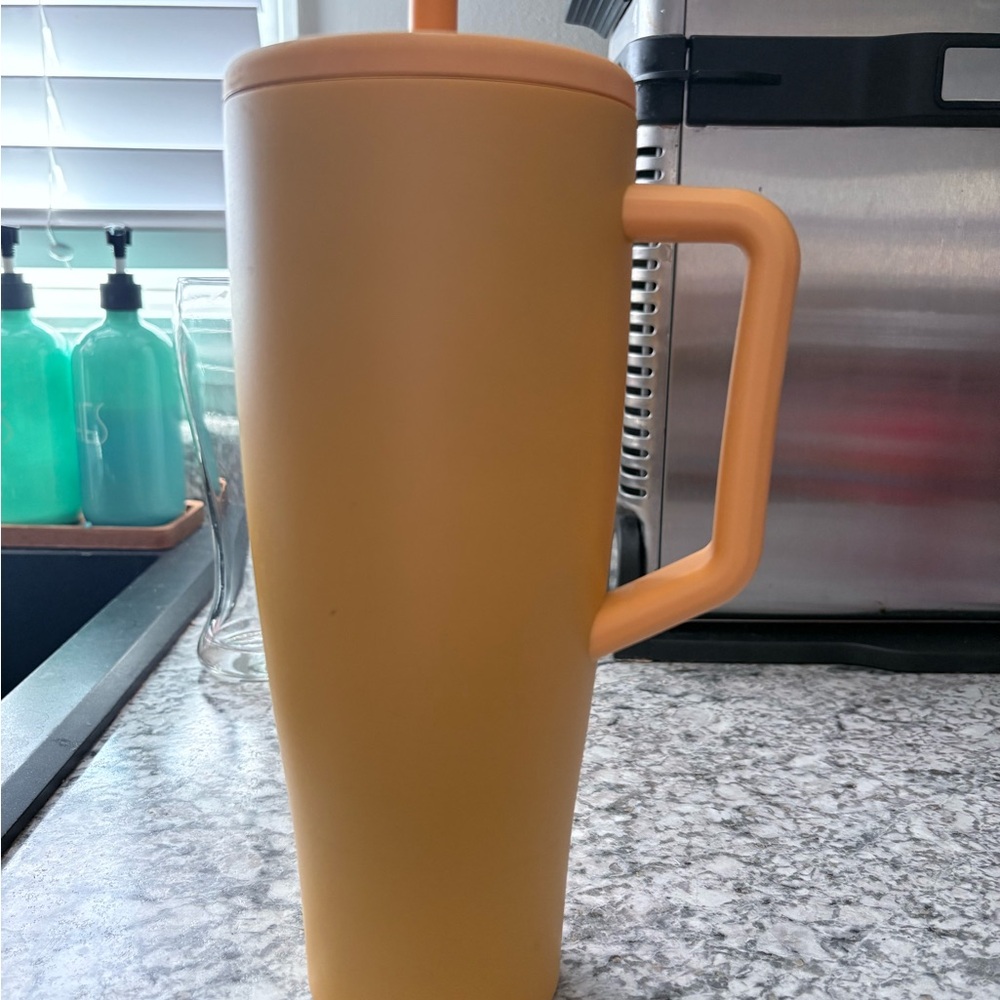Vibrant Orange Tumbler with Handle